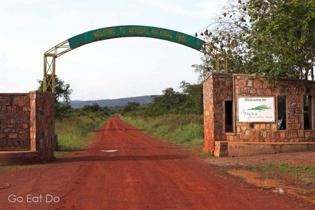 Gate at the southern entrance to Rwanda's Akagera National Park.
