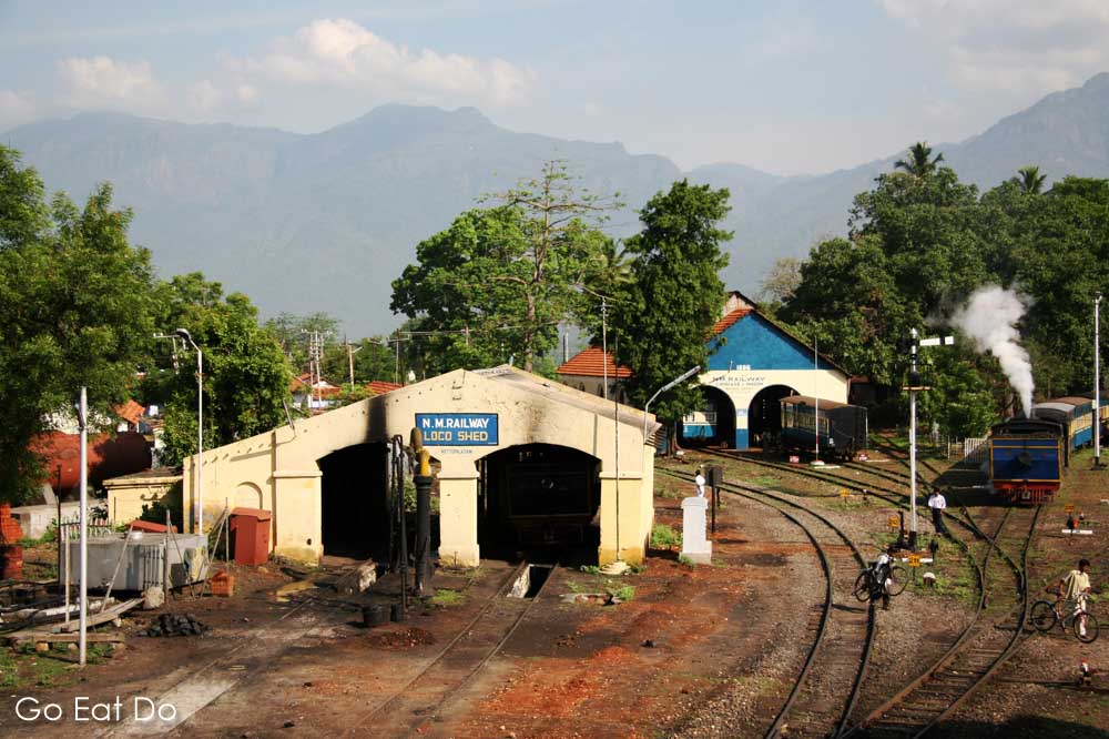 Engineering sheds at Mettupalayam in India where the locomotives of the Nilgiri Mountain Railway are maintained