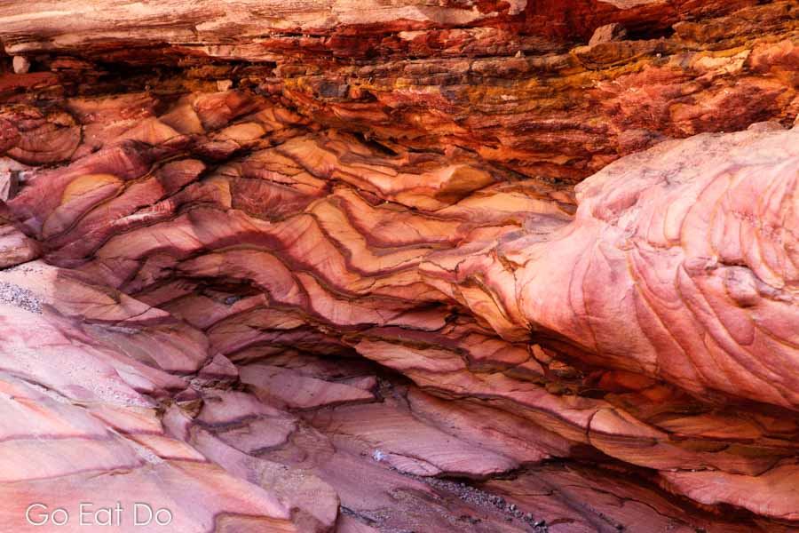 Patterns worn by water and wind on rocks in the Coloured Canyon.