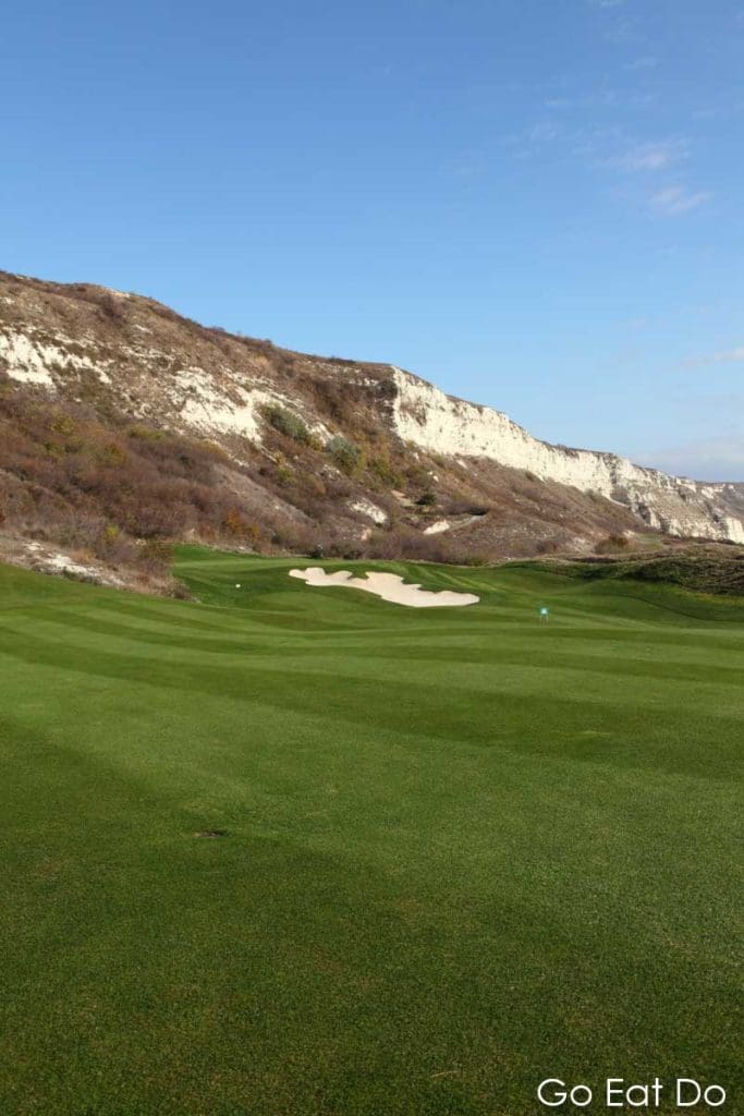 One of the neatly tended fairways on the golf course at Thracian Cliffs in Bulgaria.