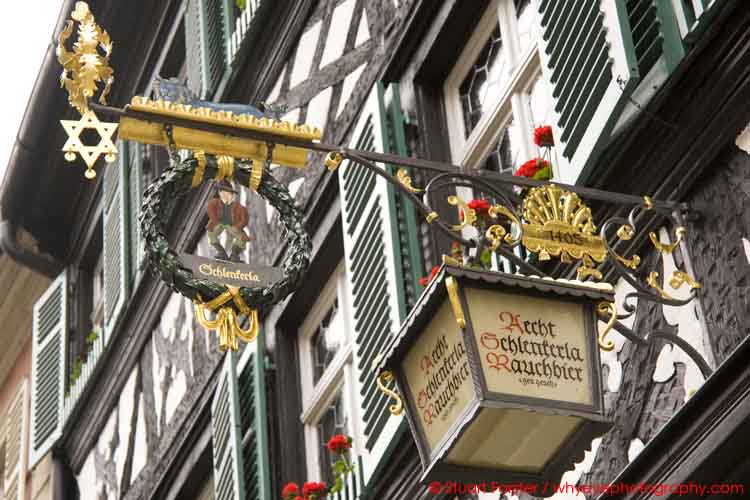Sign for the Schlenkerla brewery tavern in Bamberg, Germany