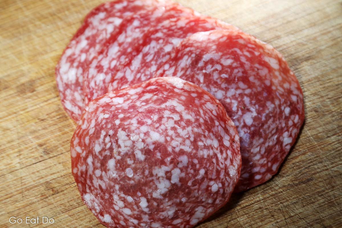 Sliced salami of the type of sausage that could be entered into Australia's Melbourne Salami Festa