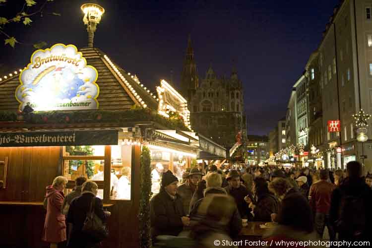 A Christkindlmarkt in Munich, Germany.
