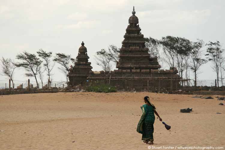 Woman on Mahabalipuram Beach, by the Shore Temple. Photo by Stuart Forster.
