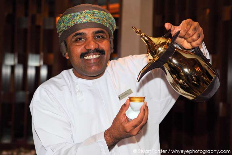 Traditional Omani coffee, served in the lobby of the Al Bustan Palace hotel. Photo by Stuart Forster.