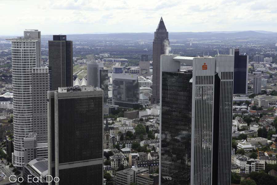 Office blocks and skyscrapers in the German city known as Mainhattan, Frankfurt am Main