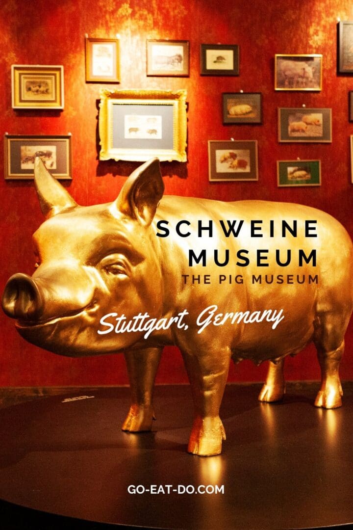 Pinterest pin for Go Eat Do's blog post about the SchweineMuseum Stuttgart, the Pig Museum in Stuttgart, Germany.