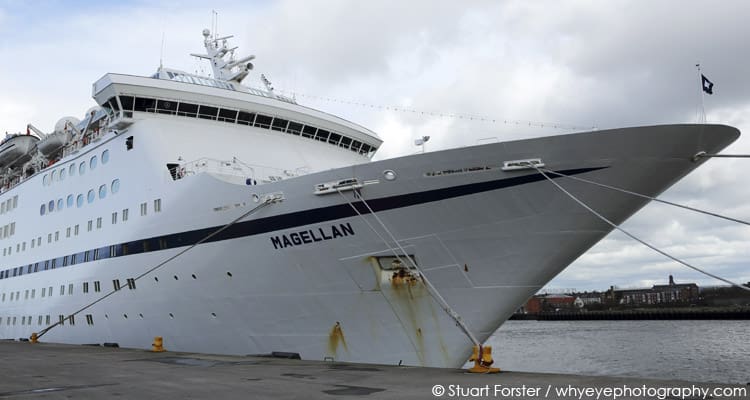 MS Magellan cruise ship, operated by Cruise and Maritime Voyages, docked at the Port of Tyne, England