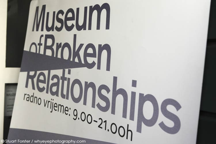 Sign at the Museum of Broken Relationships in Zagreb, Croatia
