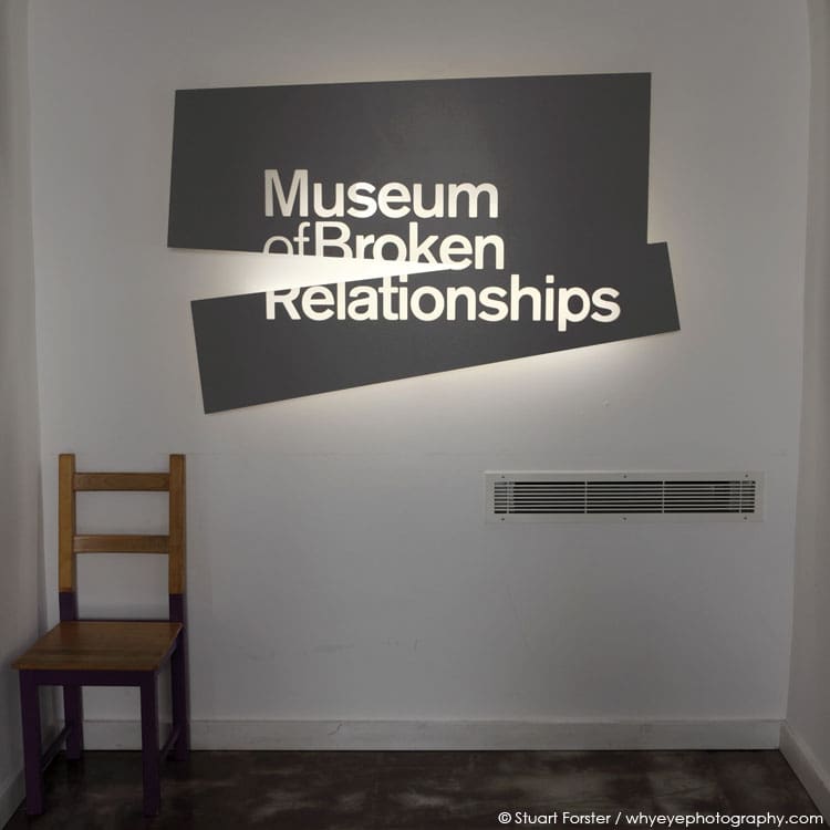 A sign at the Museum of Broken Relationships in Zagreb, Croatia. 