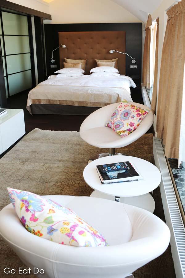A bedroom, one of the designer rooms in the Berns Hotel in Stockholm, Sweden