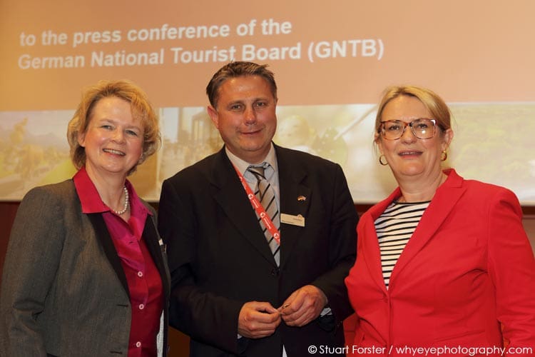 Baerbel Groenegres (Managing Director of Thueringer Tourismus GmbH), Klaus Lohmann (Director of the German National Tourist Office in the UK & Ireland) and Petra Hedorfer (CEO of the German National Tourist Board) at the Germany Travel Mart