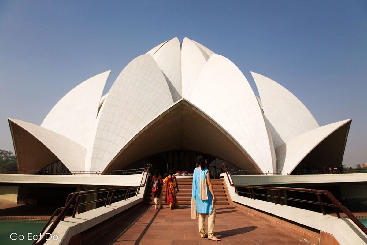 The Bahai House of Worship, also known as the Lotus Temple, in New Delhi, India.