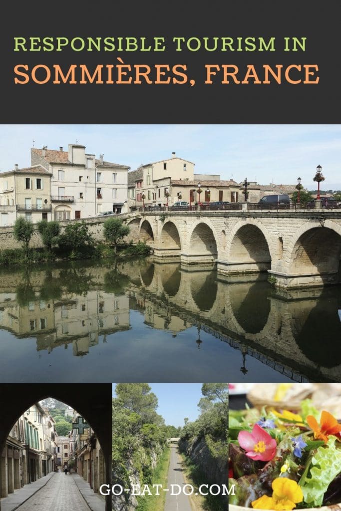 Pinterest pin for Go Eat Do's blog post about responsible tourism in Sommieres, France
