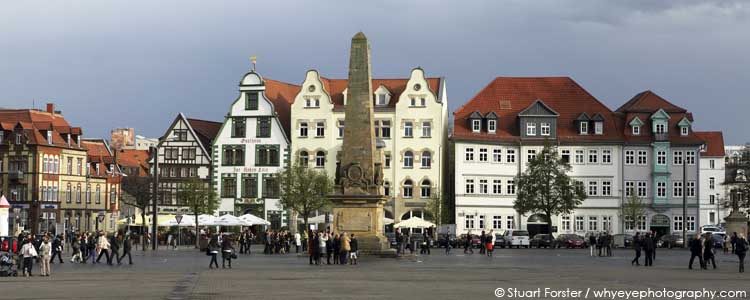 Buildings around Domplatz (Cathedral Square) in Erfurt, Germany
