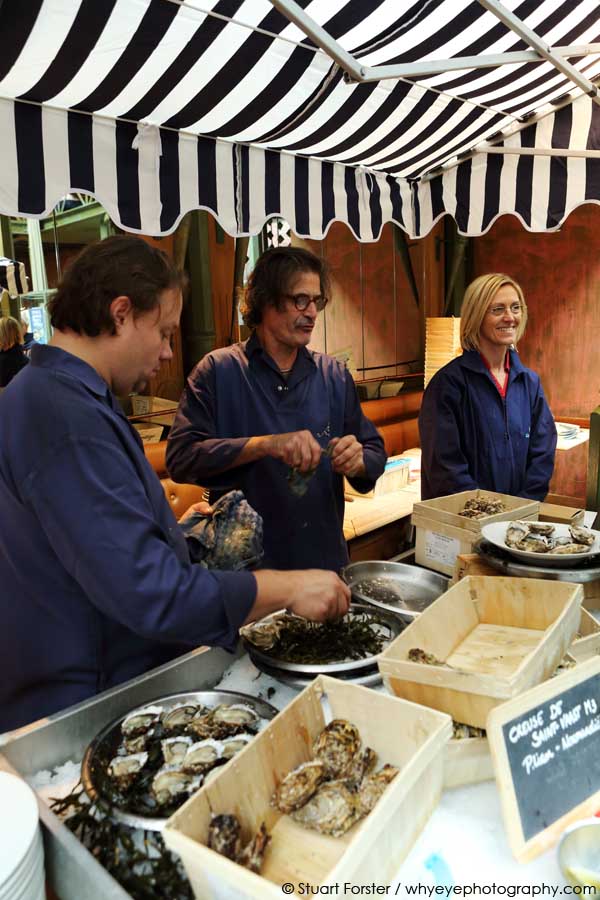 The oyster market at the Brasserie Pakhuis in Ghent, Belgium
