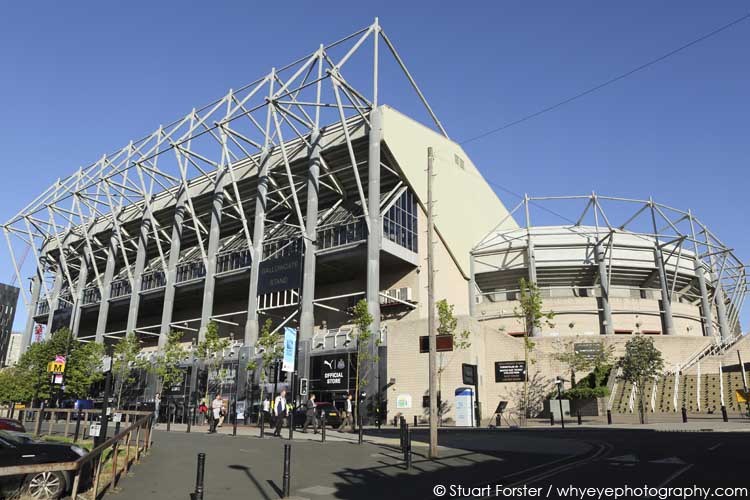 St James' Park football stadium, the home of Newcastle United Football Club, in Newcastle-upon-Tyne, England