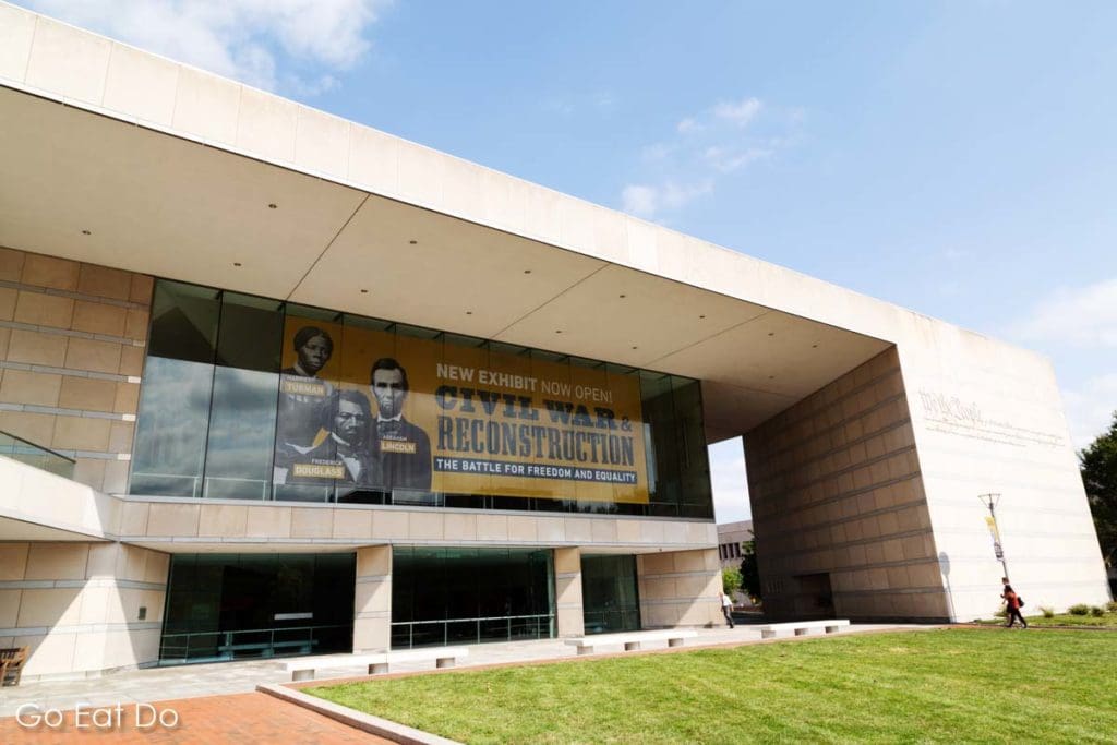 Facade of the National Constitution Center in Philadelphia, USA. The interactive museum tells the story of the American constitution, which drew upon Magna Carta.
