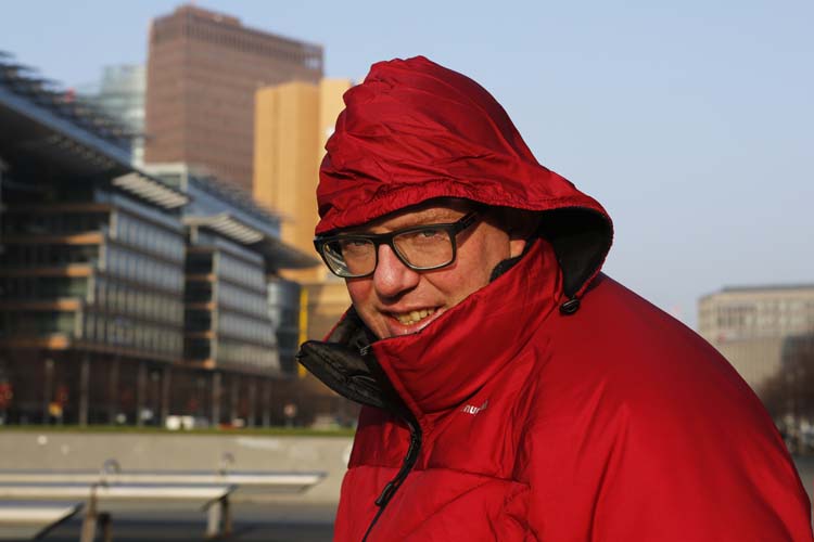 Travel blogger Stuart Forster demonstrates the fold-away hood on the Snugpak SJ6 jacket