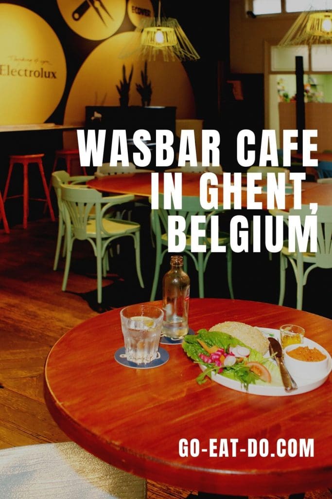 Pinterest pin for Go Eat Do's blog post about visiting a Wasbar cafe and wash salon in Ghent, Belgium