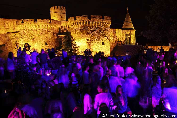 People dancing at the Terrassa night club in Belgrade. 
