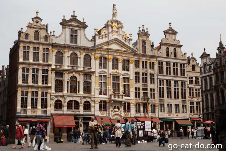 Facades of historic buildings in Brussels, Belgium