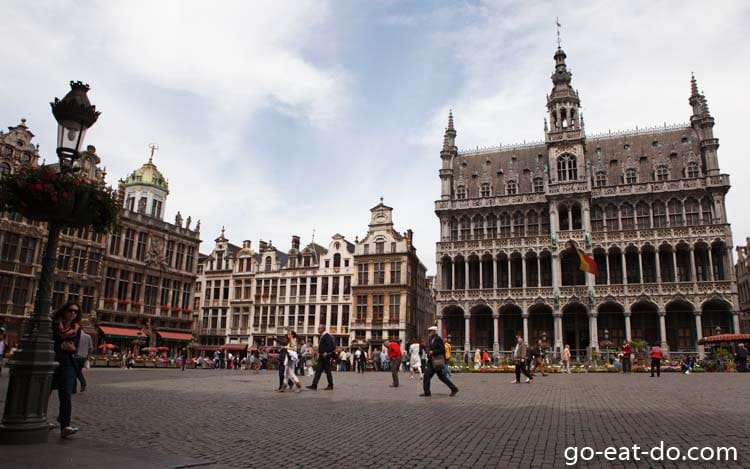 Facades of buildings on the Grand Place in Brussels, Belgium