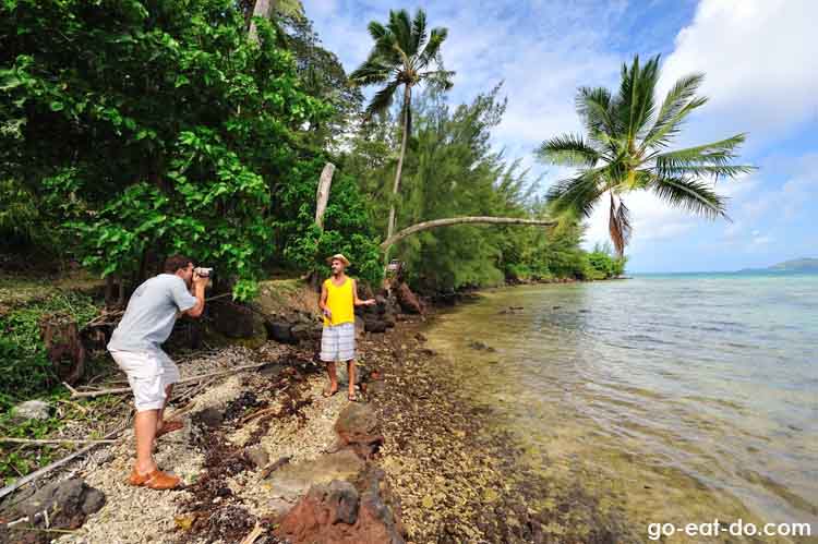 Filmmaker Julian McDonnell filming on Pitcairn Island