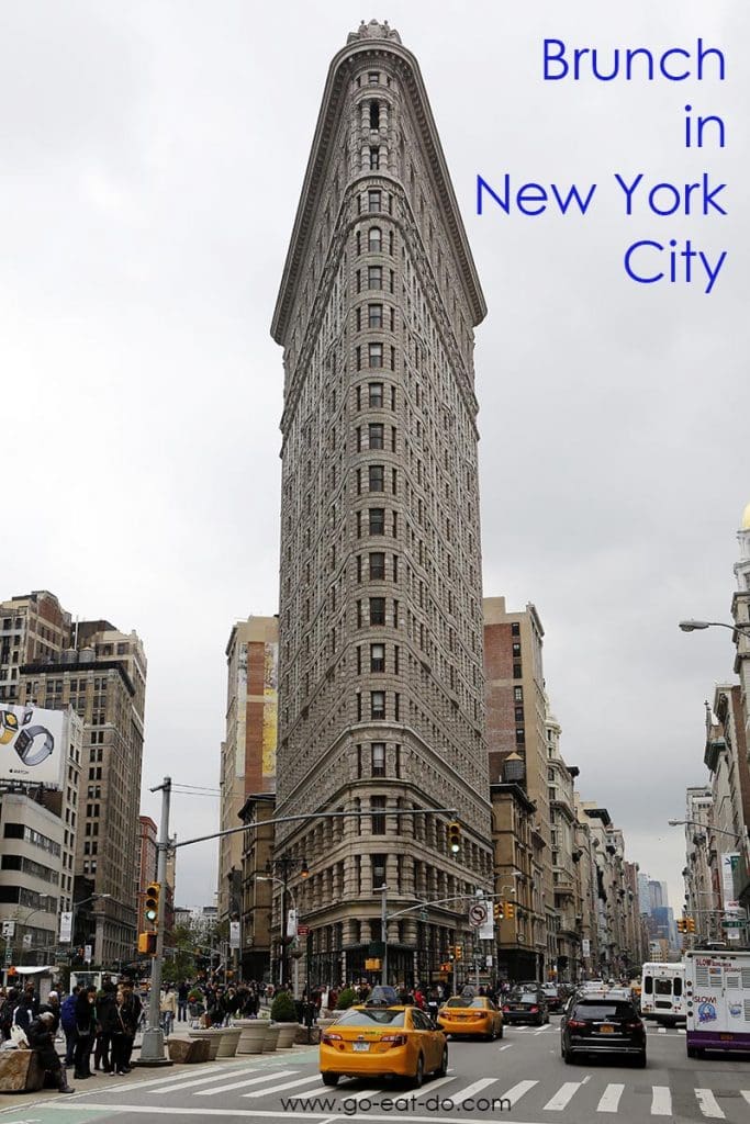 The Flatiron Building on a Pinterest Pin for the Go Eat Do blog post about brunch in New York City, USA