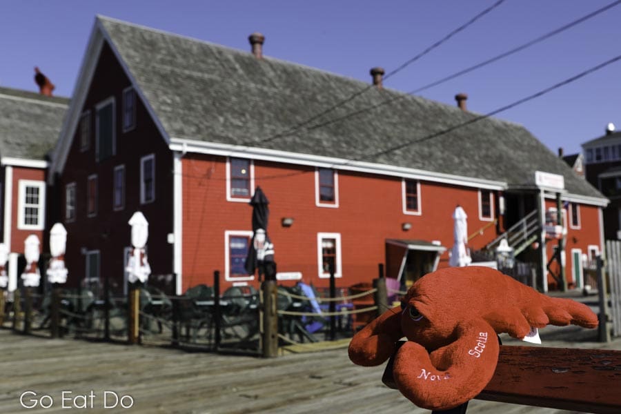 A soft toy lobster by the Fisheries Museum of the Atlantic at Lunenburg in Nova Scotia, Canada