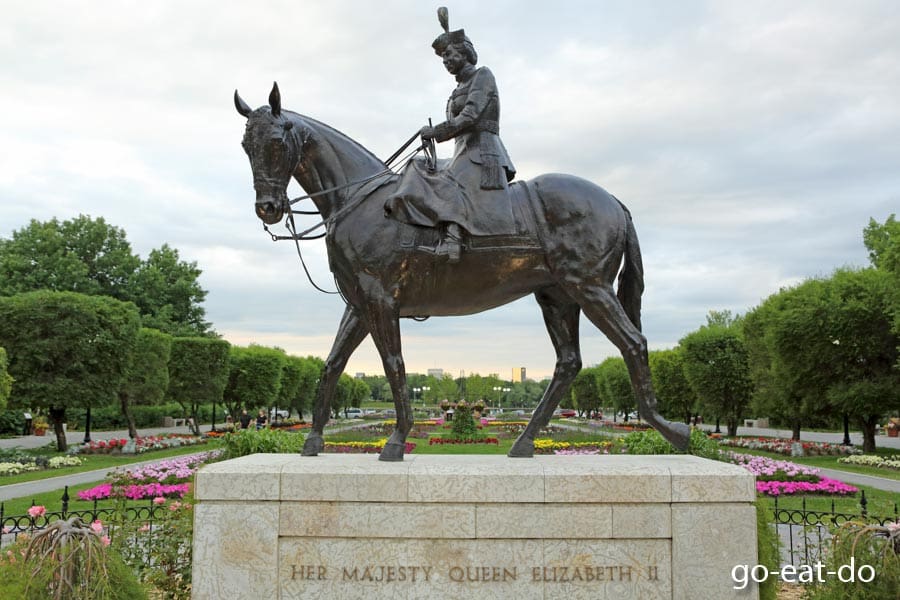 Equine statue of Queen Elizabeth II in Regina, Saskatchewan, Canada.
