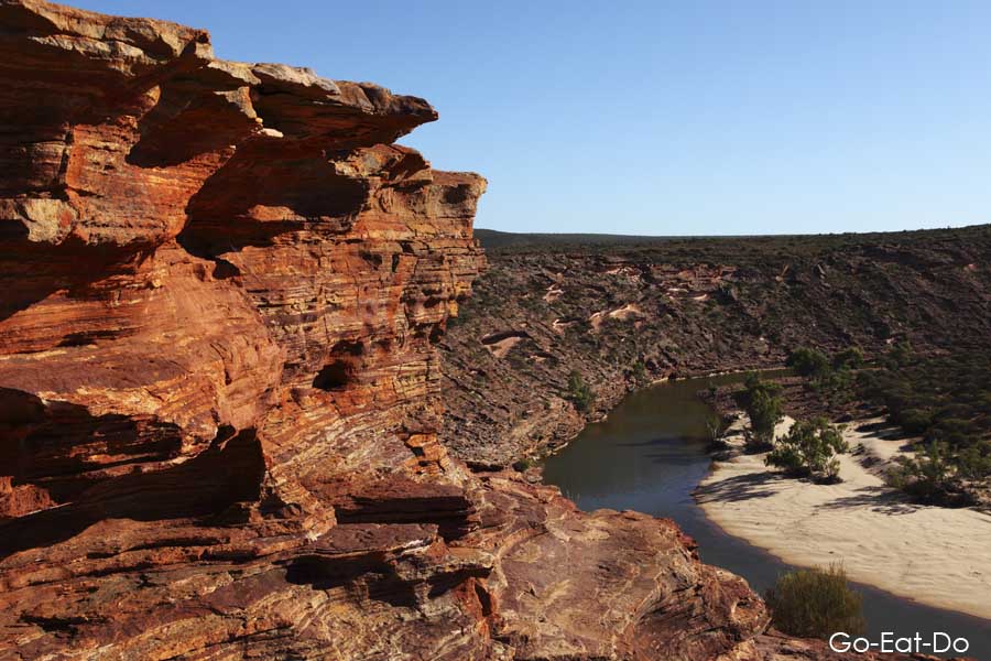 The Murchison River flowing through Kalbarri National Park in Western Australia.