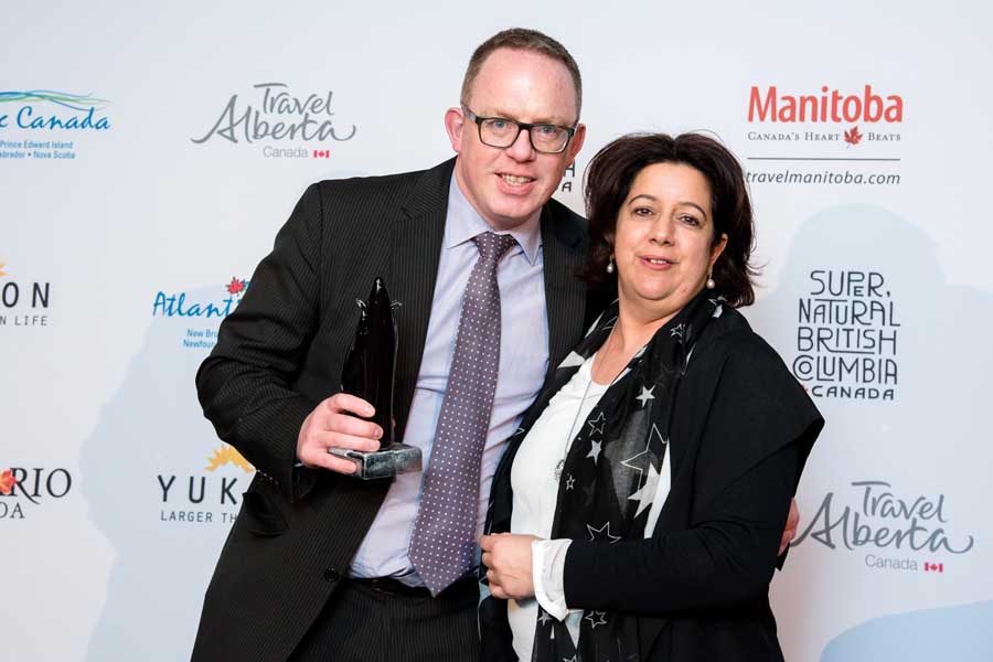 Stuart Forster with Nim Singh at the British Annual Canada Travel Awards