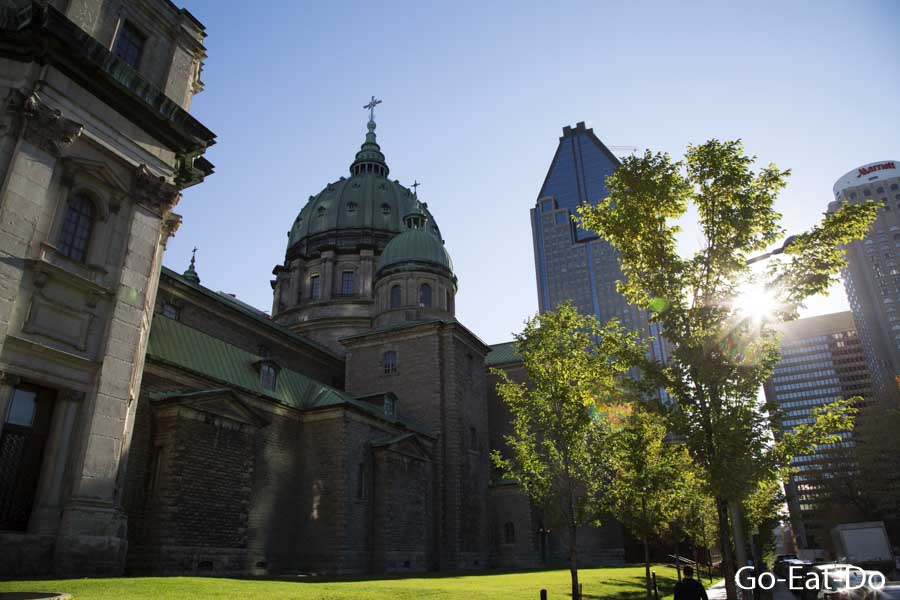 Autumn sunshine by Mary, Queen of the World Cathedral in Montreal, Quebec, Canada