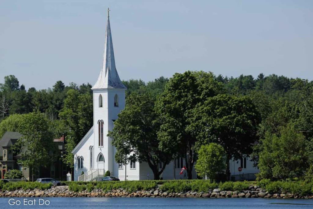 St John's Church by the waterfront at Mahone Bay on Nova Scotia's South Shore.