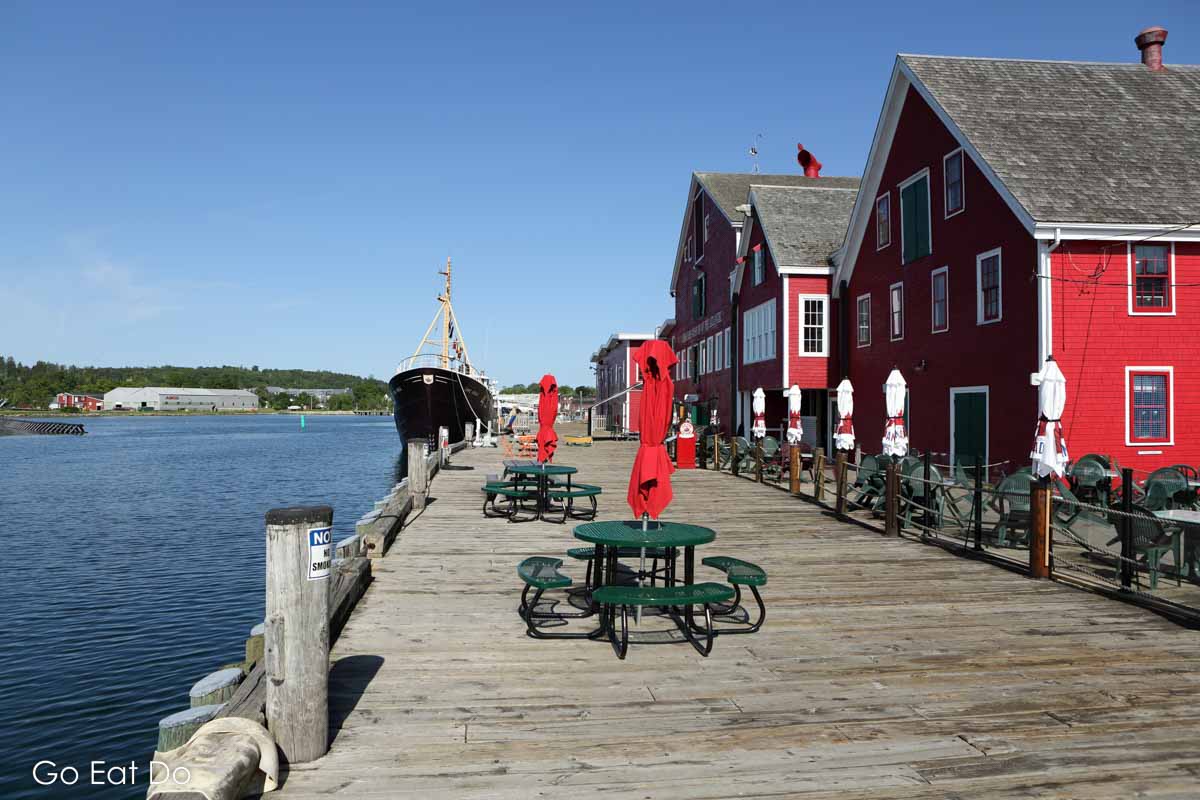 The boardwalk at Lunenburg, a popular stop on the Lighthouse Route in Nova Scotia, Canada.