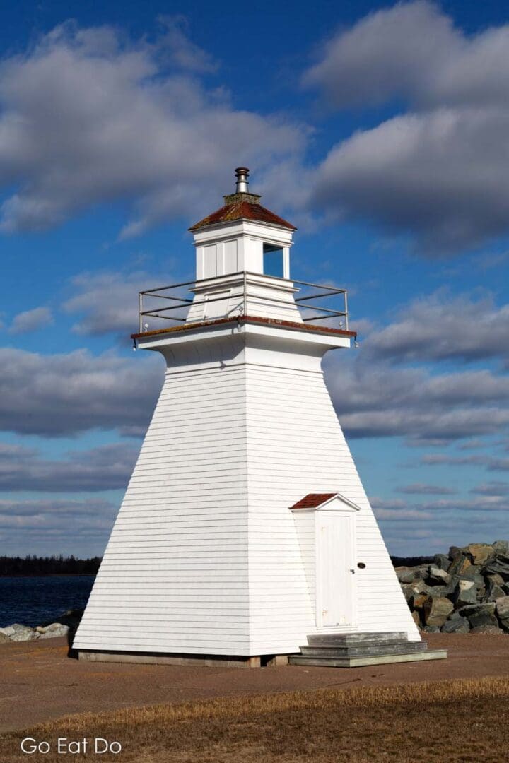 Medway Head Light at Fort Medway Lighthouse Park on Nova Scotia's South Shore.