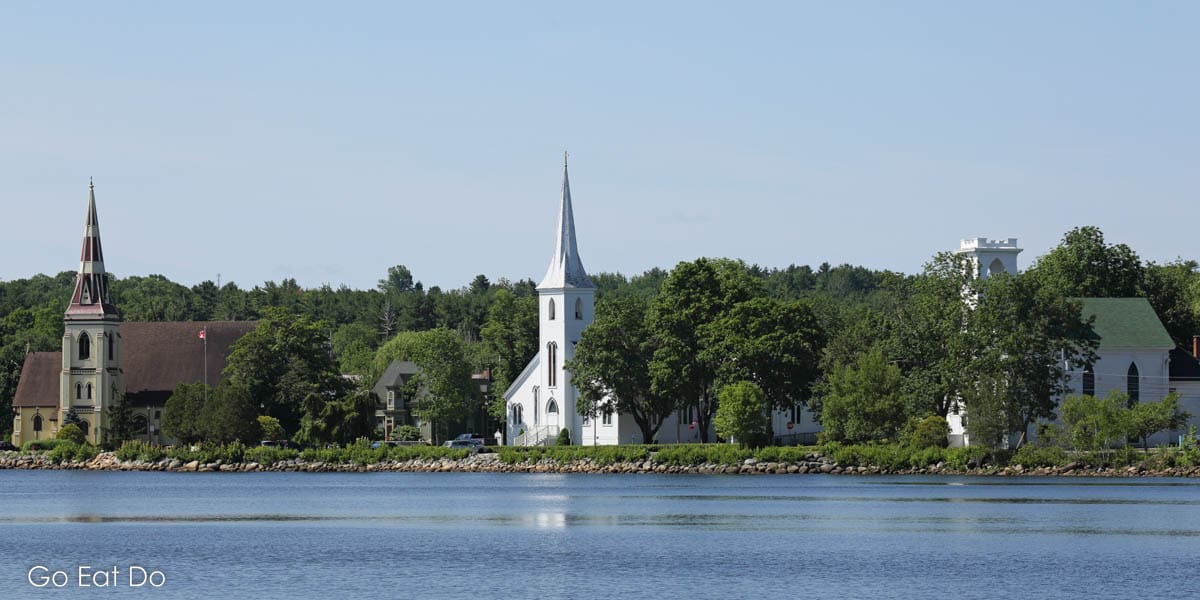 The three churches at Mahone Bay in Nova Scotia, Canada.