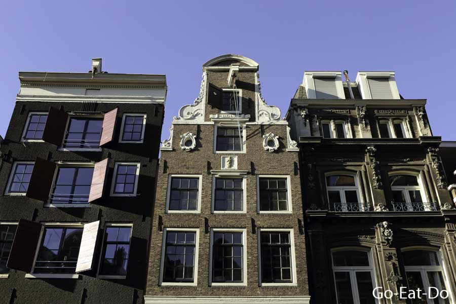 Brickwork facades of 17th century houses in Amsterdam, the Netherlands