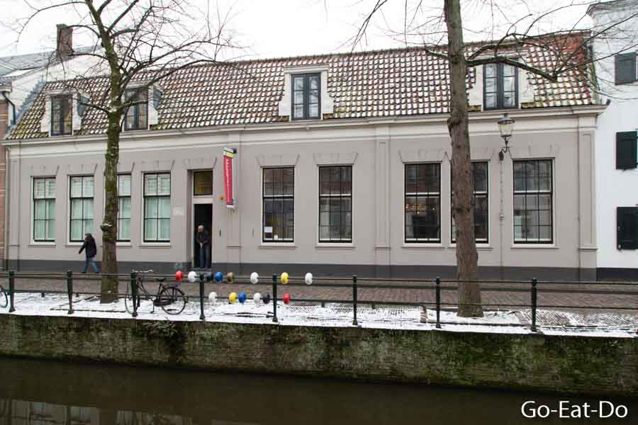Winter view of the Mondriaanhuis (Mondrian House), the birthplace of Dutch artist Piet Mondriaan, also spelt Mondrian, at Amersfoort in the Netherlands