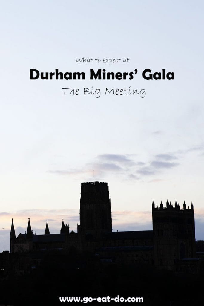 Pinterest pin featuring Durham Cathedral for Go Eat Do's blog post about Durham Miners' Gala, The Big Meeting