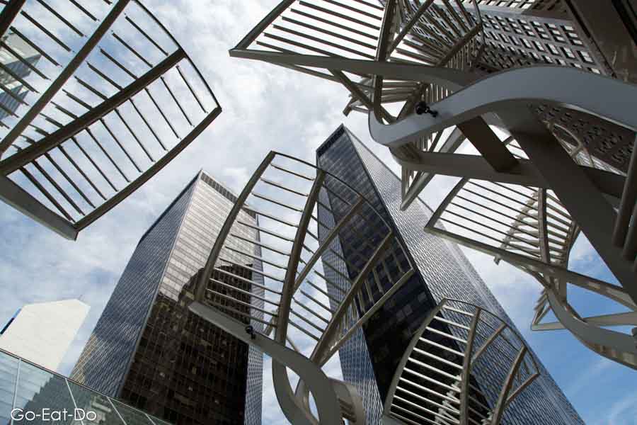 The Galleria Trees, sculptures on Stephen Avenue (also known as 8th Avenue) in Calgary, Alberta, Canada