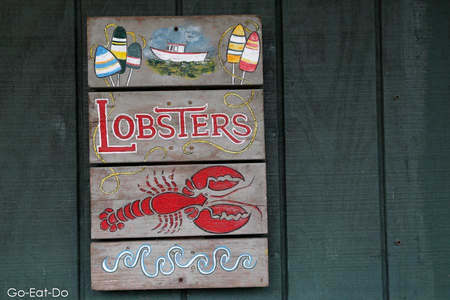 Sign for lobsters at the Family Fisheries restaurant and take out on Campobello Island in New Brunswick, Canada