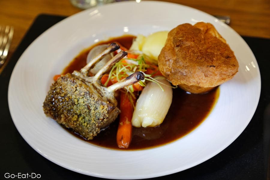 Crusted rack of lamb served with glazed vegetables and mint gravy at the Riverview Brasserie in Sunderland's Stadium of Light