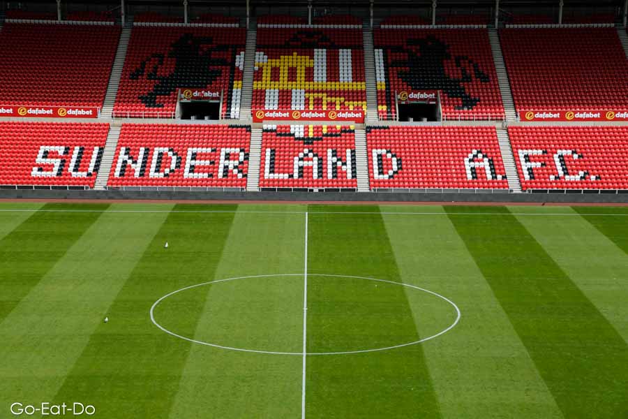 Seating at Sunderland AFC's Stadium of Light forms the shape of the club crest