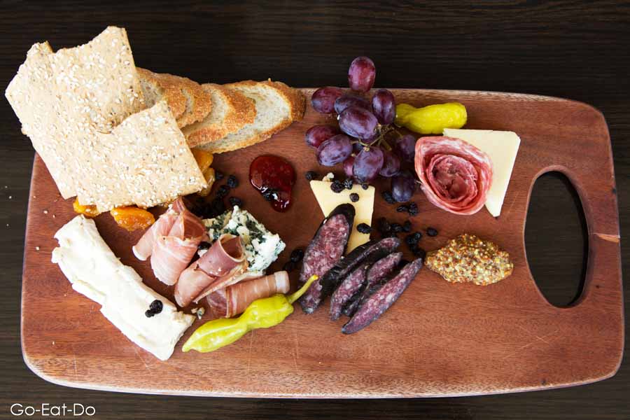 Charcuterie platter and sharing dishes served for lunch at the Fairmont Banff Springs Hotel in Banff.