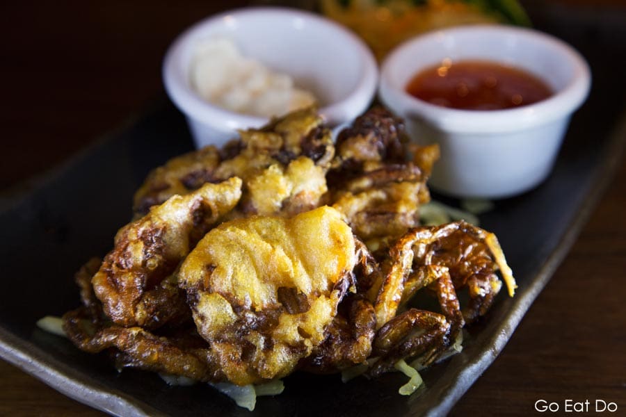 To dip or not to dip? Soft shell crab served with with mayo and sweet chili sauce.