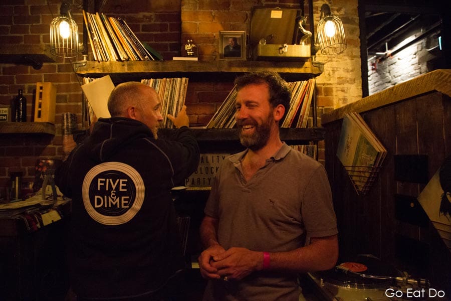 Spinning the vinyl at Five & Dime a pub in Saint John, New Brunswick, Canada.