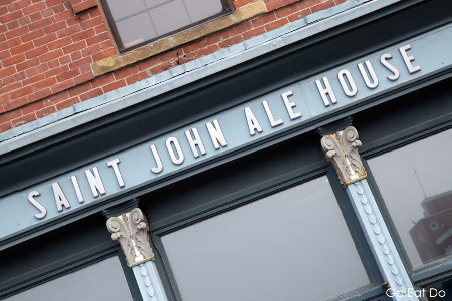 Sign for the Saint John Ale House, a pub-restaurant on Market Square in Saint John, New Brunswick, Canada