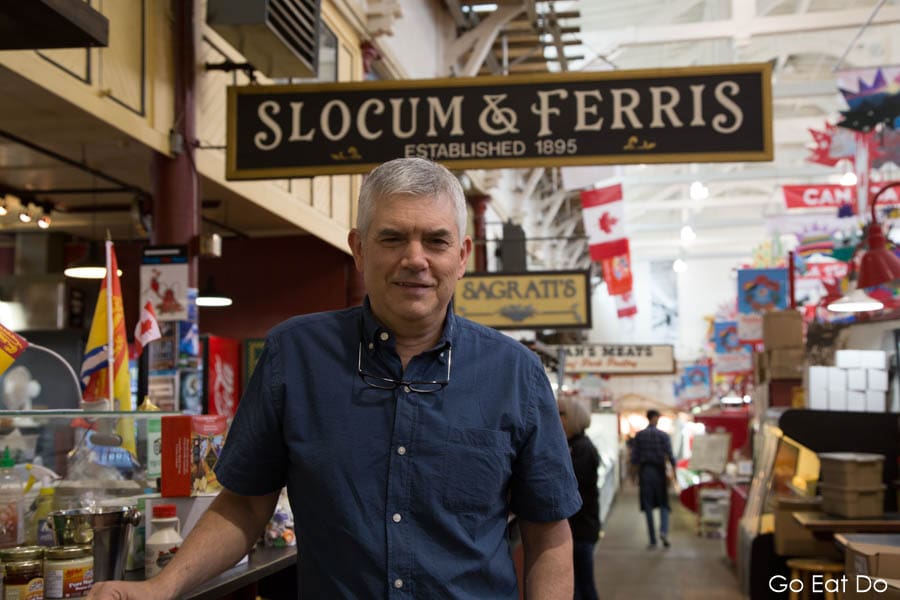 Dave Forestell at the Slocum and Ferris store in Saint John's City Market in New Brunswick, Canada